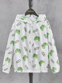 SHEIN 男孩反光卡通圖案連帽夾克 - 彩色 - 查看 2