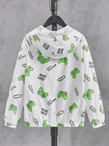 SHEIN 男孩反光卡通圖案連帽夾克 - 彩色 - 查看 3