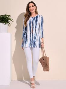 EMERY ROSE Tie Dye Scoop Neck Tee