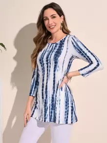 EMERY ROSE Tie Dye Scoop Neck Tee