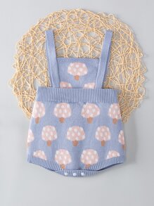 Baby Mushroom Pattern Overall Knit Bodysuit - Baby Blue - View 1