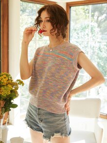 Knit Mix Space Dye Sweater Vest - Multicolor - View 5