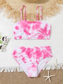 青少年扎染比基尼套装夏日海滩