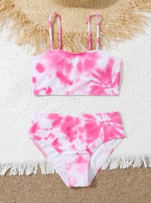 青少年扎染比基尼套装夏日海滩