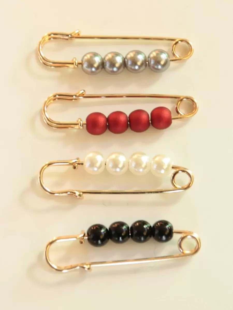 4pcs Faux Pearl Decor Scarf Clip Safty Pins