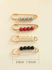 4pcs Faux Pearl Decor Scarf Clip Safty Pins
