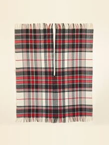 Chal con patrón de cuadros bajo con fleco - Multicolor - Ver 2