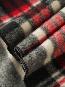 Chal con patrón de cuadros bajo con fleco - Multicolor - Ver 3