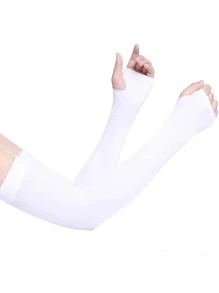纯色露指手套婚礼夏季 - 白色 - 查看 4