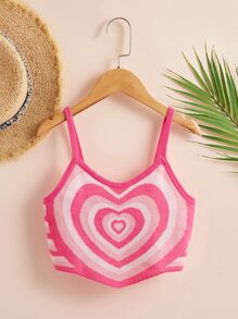 SHEIN garotas Top de malha cami padrão de coração