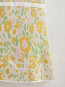 Girls Allover Floral Pattern Halter Sweater Dress - Multicolor - View 4