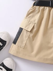 Toddler Girls Ribbed Knit Cut Out Tank Top & Flap Pocket Skirt - Multicolor - View 5