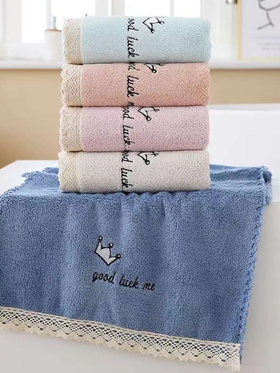 1pc Crown Embroidery Random Towel Or Bath Towel - Multicolor - View 1