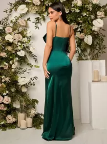 SHEIN Belle Vestido de dama de honor con cierre envolvente, elegante vestido de noche formal para fiesta de graduación, cena o boda