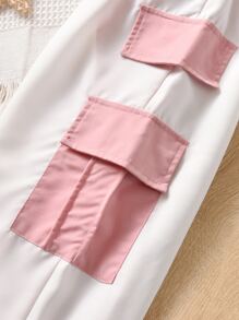 Girls Two Tone Flap Pocket Side Cargo Trousers - Multicolor - View 3