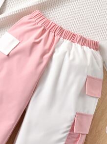 Girls Two Tone Flap Pocket Side Cargo Trousers - Multicolor - View 5