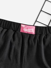 SHEIN Girls Letter Patch Detail 2 In 1 Shorts - Black - View 4