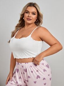 Topy do Spania Rozmiar Plus Falbankowe brzegi Prosty Casual