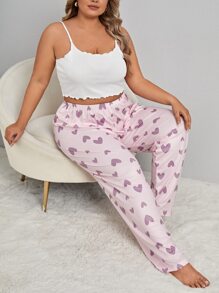 Topy do Spania Rozmiar Plus Falbankowe brzegi Prosty Casual