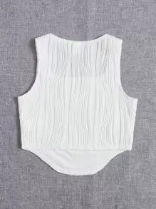 SHEIN Girls Solid Bandana Hem Tank Top - White - View 2