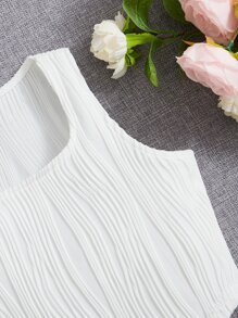 SHEIN Girls Solid Bandana Hem Tank Top - White - View 4