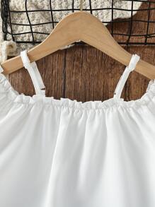 Girls Cold Shoulder Frill Trim Blouse - White - View 5