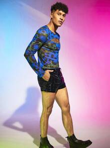 Manfinity RebelGame 男士鐳射PU皮革短褲