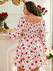 SHEIN Frenchy 大碼印花燈籠袖洋裝