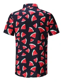 Men Allover Watermelon Print Shirt - Multicolor - View 2