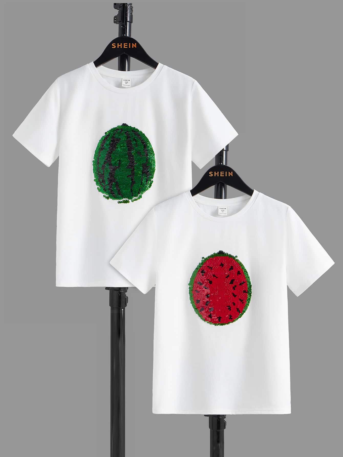 SHEIN Boys 1pc Reversible Sequin Watermelon Pattern Tee - White - View 1