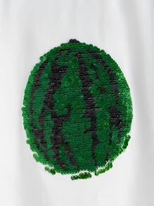 SHEIN Boys 1pc Reversible Sequin Watermelon Pattern Tee - White - View 5