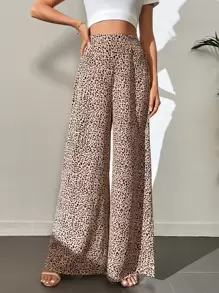 SHEIN Tall Pantalones de pierna ancha con estampado con cremallera lateral - Caqui - Ver 6