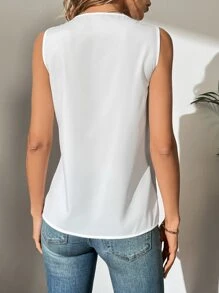 SHEIN Tall Solid Plicated Blouse - White - View 2