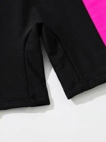 年輕女孩字母圖形漸變拉鍊後背一片式泳衣 - 彩色 - 查看 5