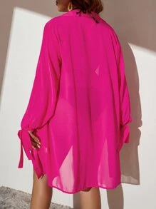 Kimono de hombros caídos - Rosa Fucsia - Ver 2