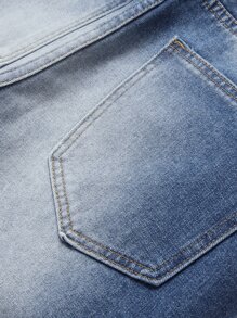 Homens Ganga rasgado zíper mosca - Lavagem Média - Ver 4