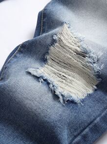 Homens Ganga rasgado zíper mosca - Lavagem Média - Ver 5