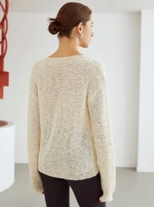 MOTF PREMIUM RELAXED KNIT JUMPER - Beige - View 9