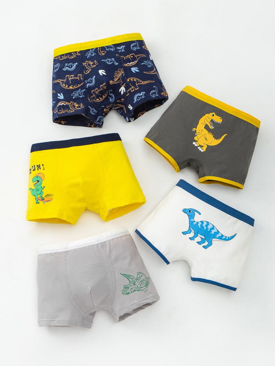 Toddler Boys 5pcs Dinosaur And Letter Graphic Boxer Brief - Multicolor - View 1