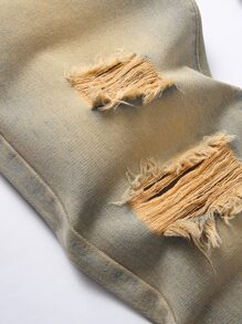 Jeans rasgados con bolsillo con cremallera para hombre - Lavado ligero - Ver 5