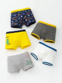 Toddler Boys 5pcs Dinosaur And Letter Graphic Boxer Brief - Multicolor - View 3