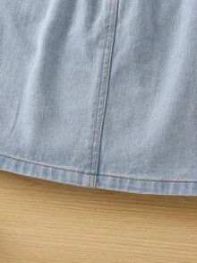 少女字母印花休閒簡約時尚夏季小圓領荷葉袖兩件套 - 彩色 - 查看 5