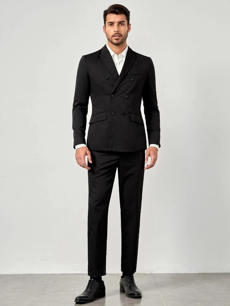 GENTILAND 男士西裝領翻蓋口袋西裝外套和西裝褲套裝