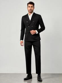 GENTILAND 男士西裝領翻蓋口袋西裝外套和西裝褲套裝