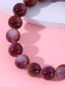 1 件時尚簡約 Ol 風格女式咖啡紫色串珠手鍊 - 彩色 - 查看 5