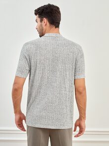 Manfinity Men Half Zip Marled Half Zip Tee - Light Grey - View 2