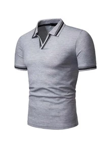 Áo thun có cổ Nam Sọc Giải trí - Xám - Xem 3