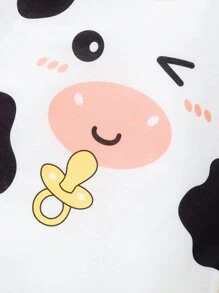 Em bé Áo liền quần chặt In hoa bò Thiết kế 3D - trắng - Xem 3