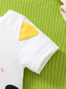 Em bé Áo liền quần chặt In hoa bò Thiết kế 3D - trắng - Xem 4