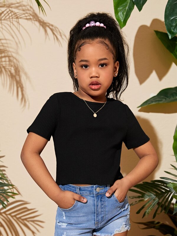 SHEIN Kids Cooltwn Girls Solid Criss Cross Tee SHEIN USA